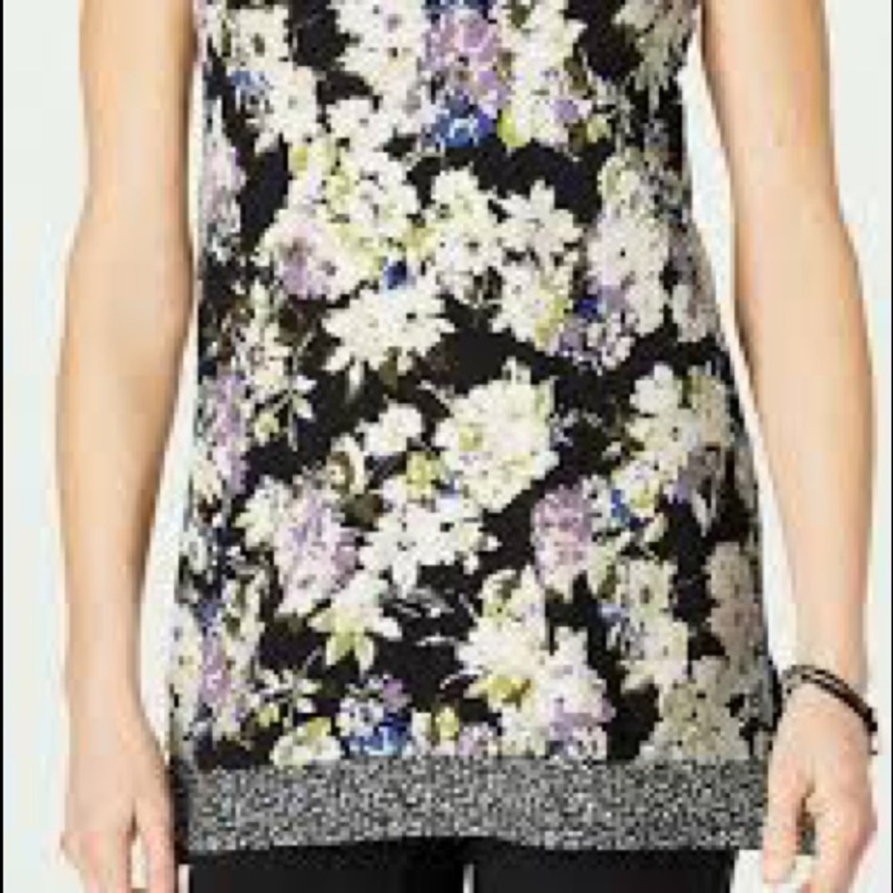 J.Jill Wearever Black Floral Tank 4x EUC